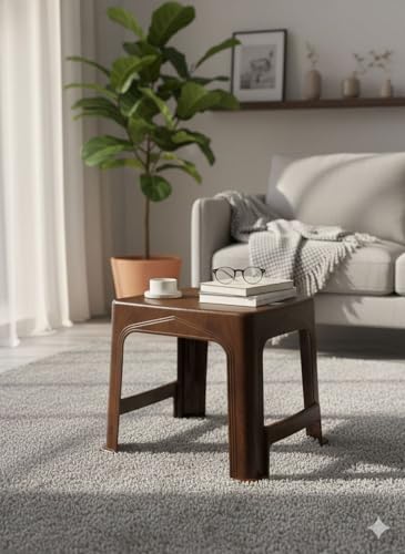 Image of Multipurpose Plastic Center Table for Living Room | Durable Coffee Table | Lightweight Utility Table for Home, Bedroom & Balcony (Brown) (1)