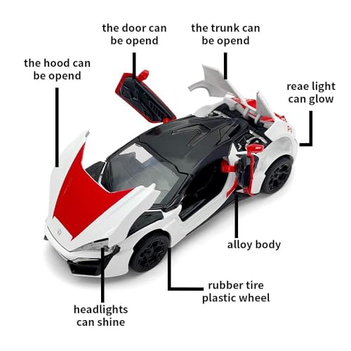Image of Lykan Hypersport Dubai Police Model Car with Box, Zinc Alloy Pull Back Toy car with Sound and Light for Kids Boy Girl Gift [Colors as Per Stock] (Lykan Hypersport Dubai)