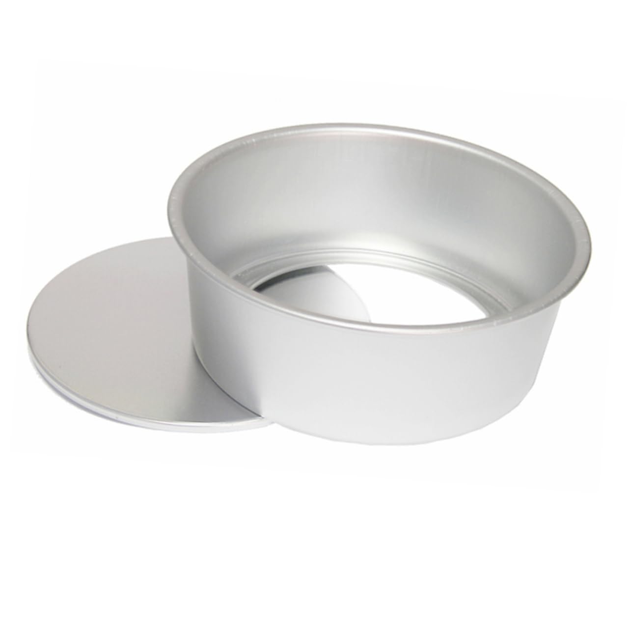 OKUMEYR 2pcs Round Removable Bottom Cake Pans Non Stick Anodized Aluminum Baking Molds for Cakes Cheesecakes and Mousse Desserts Silver Color