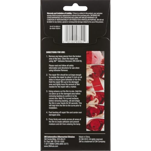 Image of 3M Auto High Strength Red Lens Repair Film, 03341, 3.75 in x 7.75 in, 2-Pack