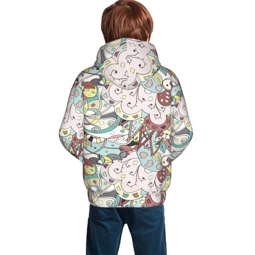 Ethnic Colorful Doodle Texture Kid Hoodies Boys Sweatshirts Girls Pullover with Pocket4