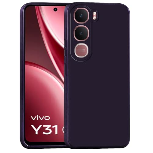 Image of Back Cover for Vivo Y31 5G | Full Camera Protection | Premium Liquid Silicon Case | Flexible Bumper Case for Vivo Y31 5G (Dark Purple)