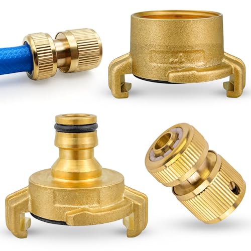 xianzhanEU Juego de 3 piezas de manguera de jardín de latón con acoplamiento rápido, sistema Geka acoplamiento de 1 pulgada y conector de manguera de 1/2 pulgadas, para conexión de manguera de jardín