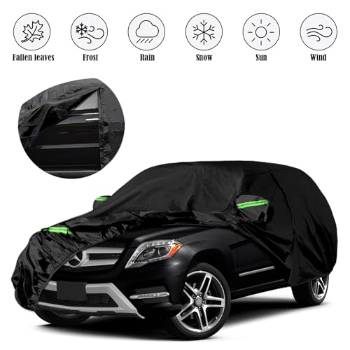 Image of Waterproof Car Covers Replace for 2010-2015 Mercedes Benz GLK 280 300 350, 6 Layers All Weather Car Cover with Zipper Door & Windproof Bands for Snow Rain Dust Hail Protection