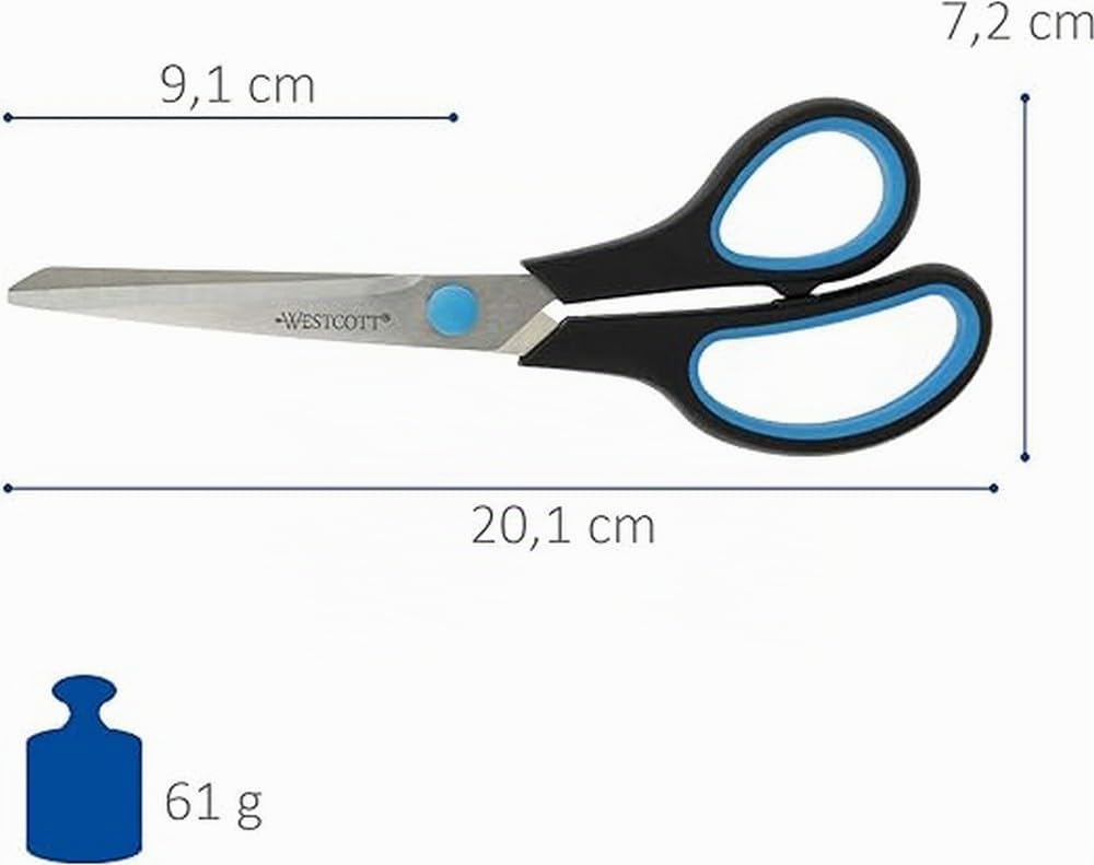 Westcott Easy Grip - Tijeras, 20.1 cm, color azul/negro
