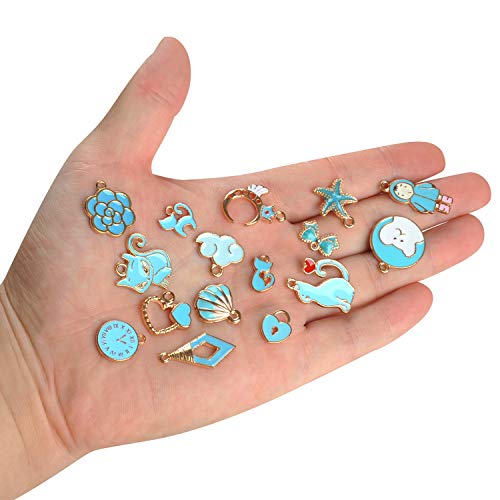 Yueaon 50Pcs Enamel Charms For Jewelry Making Supplies Earring Bracelet Pendant Bangle Necklace Designer Keychain Bulk Lots Wholesale (Blue) #TOP2
