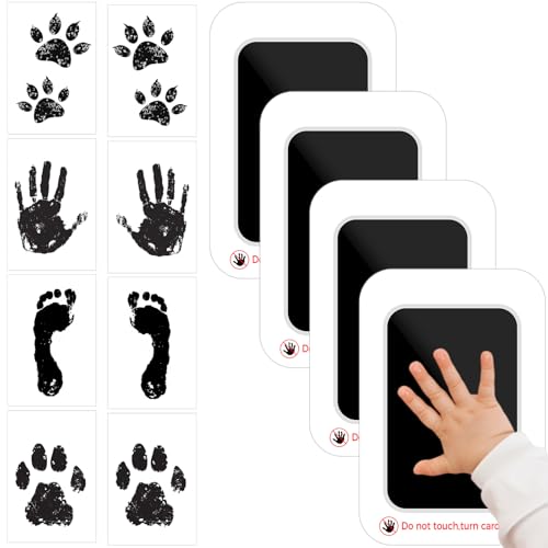 CNMTCCO Pfotenabdruck Set Hund, 4 Stück Fußabdruck Baby, Berührungsloses Baby Abdruckset, Baby Erstausstattung Neugeborene