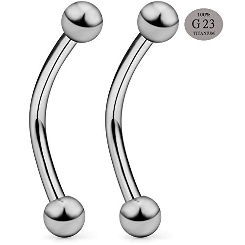 Scerring 2Pcs 14G G23 Titanium Curved Eyebrow Barbell Tragus Helix Ear Belly Lip Ring Body Piercing Jewelry 10Mm #TOP1