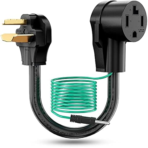 CircleCord Dryer Adapter 4 Prong to 3 Prong, 4P Newer Dryer to 3P Older House, Dryer Convert Cord NEMA 10-30P Plug to 14-30R Receptacle, 10 AWG STW 1.5FT with Safety Ground Wire, ETL Listed Cover