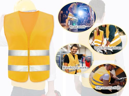 Hitopin 10PCS Reflective High Visibility Vests, Hi Vis Safety Vests, High Vis Jacket with 2 Reflective Strips - Image 4