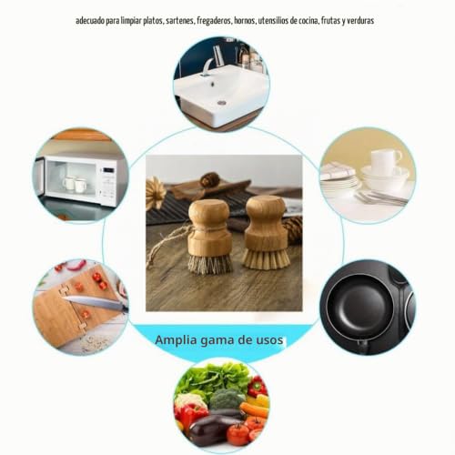 Miniatura 2 de Lajiakoy Cepillo De Madera Para Ollas, Platos, Frutas Y Fregadero - Utilizado Para Limpiar En La Cocina 2 Piezas