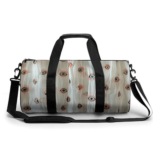 Travel Duffle Bag Eyeball Style Image Weekender Bags for Women Large Capacity Travel Overnight Bags Foldable Carry On Tote Bags Lightweight Sport Gym Bag For Travel/Gift, 17.7in/9in/9in, white
