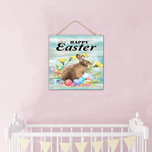 Plaque murale Happy Easter en bois déco 30,5 x 30,5 cm - 6