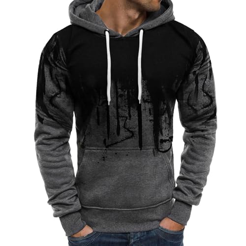 Ymosrh Men's Hoodies, Gradient Color Long Sleeve Casual Workout Hooded Sweatshirts Pullover with Pocket, S-5XL