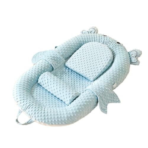 Effonek ベビーアンチプレッシャーベッド睡眠アーティファクトポータブル折りたたみソフトで快適な通気性スロープマットベビーベッド (ブルー,スタイルB)