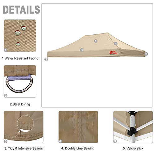Image of MASTERCANOPY 10x15 Replacement Pop Up Canopy Top for Kingkong Frame Beige