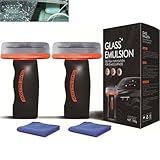 Multi‑surface Oil Film Cleaning Brush for Auto & Household Glasses, Car Windshield Cleaning Board, Glass Emulsion Oil Film Purification for Glass Surfaces, Oils Filming Remover Brush with Towel (2pcs)