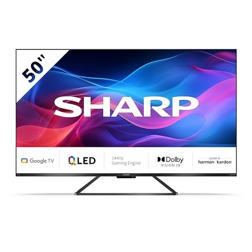 SHARP 50GR8265E - 50 Zoll Fernseher (126 cm) 4K Ultra HD 144Hz Google TV - Gaming & Streaming QLED Smart TV ohne Rahmen (HDMI 2.1, ALLM & VRR) - mit Apps (Netflix, Prime, Disney+, Apple TV)