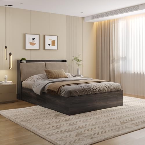 Image of Wakefit Bed | 3 Yr Warranty | Bed Queen Size, Storage Box & Foam-Cushioned Upholstery Headboard, Density: 680-750 kg /m, Termite & Borer Resistant, Fits Mattresses Up to 8 Inches (Mars 78 x 60 - WM)