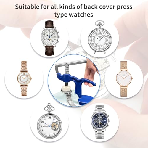 Image of EasyTime Watch Back Press Tool Kit 14 PCS Professional Watch Repair Set Case Closer with Opener Pry Bar for 18 to 50mm Battery Replacement and Cover Closing (Black)