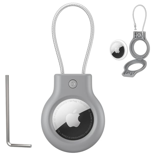 Apple AirTag Cover Secure Holder con Cavo Metallico Custodia Protettiva Portachiavi Accessorio per Chiavi Bagagli Animali Domestici Case durevole con Blocco Chiave Allen Sistema