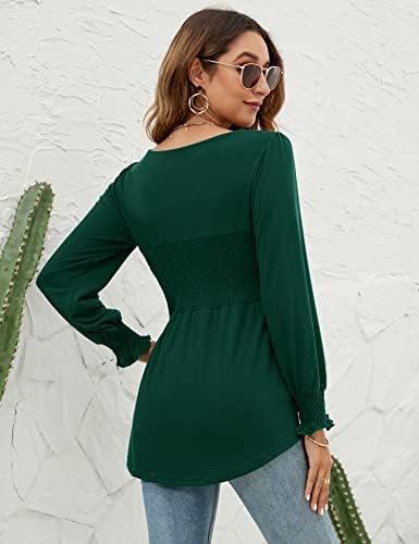 LOMON Blouses for Women Puff Long Sleeve Shirts Square Neck Cute Casual Smocked Tunic Tops Spring Fall Winter Clothes S-XL 5 LOMON Blouses for Women Puff Long Sleeve Shirts Square Neck Cute Casual Smocked Tunic Tops Spring Fall Winter Clothes S-XL