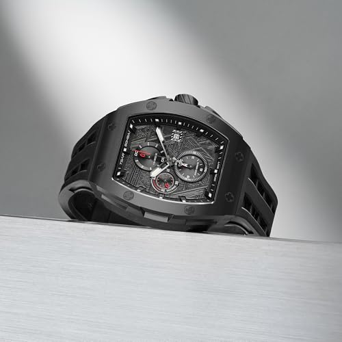 Image of Tsar Bomba Mens Watches Quartz Wristwatch for Men Waterproof 50M Analog Luxury Tonneau Chronograph Calendar Date Men's Dress Business Work Watch Gift for Men
