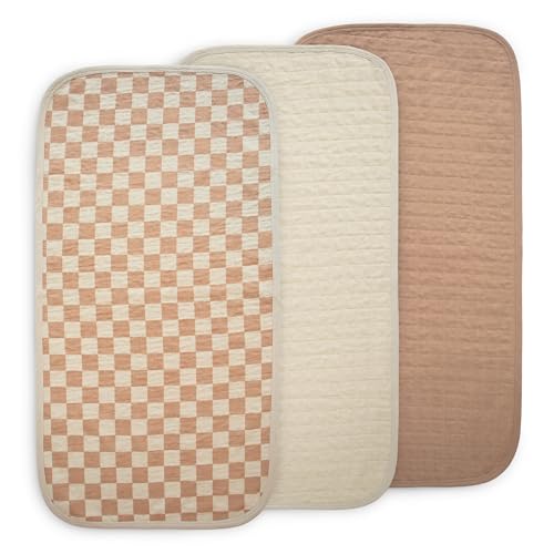 mushie Waterproof Changing Pad Liners | 100% Organic Cotton | Set of 3 (Check Combo)