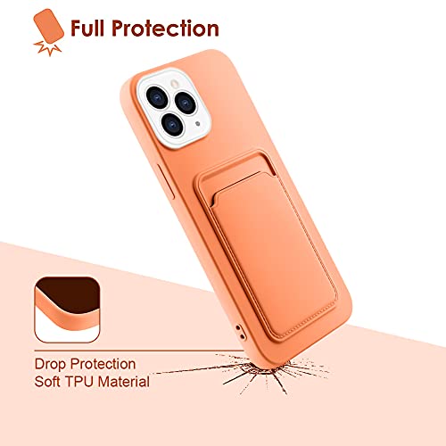 Mzelq Compatible With Iphone 13 Pro (6.1 Inch) Case, Card Holder Camera Protection Cover For Iphone 13 Pro + Screen Protector, Card Slot Designed For Iphone 13 Pro Phone Case -Orange #TOP4