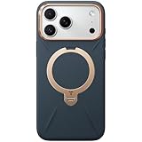 TORRAS iPhone 17 Pro Max 用 ケース【新感覚レザー・スキンタッチ】リング スタンド MagSafe対応【Ostand Q3 レザートーン】360°定点回転 縦横両対応 マグネット搭載 革 ワイヤレス充電対応 米軍規格 耐衝撃 指紋防止 サファイア・ディープブルー