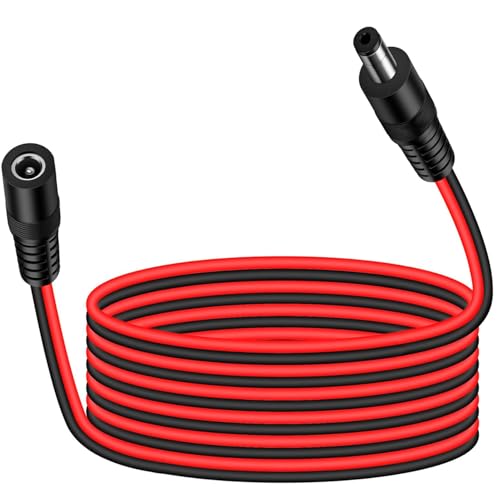 RUNCCI-YUN 14AWG 3m Cable de Extensión 2.1mm x 5.5mm Plug DC Macho a Hembra Conector Extensiones de Corriente CC para, LED, Cámara CCTV Potencia, Coche, Monitores y Más