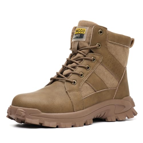 Image of Steel Toe Boots for Men Indestructible Safety Work Boots | Anti-Smash Steel Toe, Puncture Proof Kevlar, Wear-Resistant Soles, Comfortable Construction Industrial Working Shoes