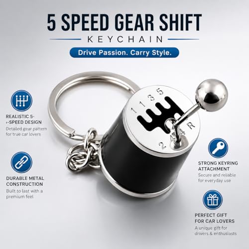 Image of 6 Speed Manual Gear Shift Keychain Metal Car Gearbox Keyring with Moving Shifter Lever - Mini Stick Shift Key Chain Toy Accessory for Car Lovers, Bike Enthusiasts & Gifting