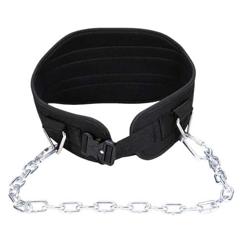 Cinturón de gimnasio, soporte lumbar para la espalda, con cadena de 27.6 pulgadas, cinturón de gimnasio para hombres, para soporte de 350 libras, peso muerto, dominadas, levantamiento de pesas