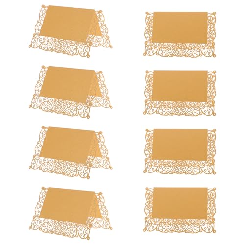 FELTECHELECTR 50 Tarjetas de Mesa Huecas en Forma de Corazón Color Blanco Detalles Dorados Tarjetas para Eventos de Boda y Decoración de Mesa Etiquetas de Lugar Elegantes para Cena y Fiesta