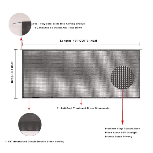 Image of RV Awning Mesh Sun Shade Screen for Motorhome Camper Trailer Sunshade