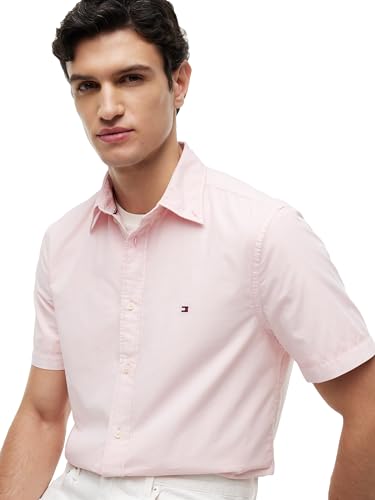 Image of Tommy Hilfiger Men's Short Sleeve Poplin Shirts in Regular Fit, Men's Button Down Shirts