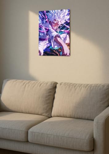 Image of NIJUKA Anime Printed A4 Size Metal sheet Poster For Home And Room Decoration | For Anime Art Fans Boys And Girls (Luffy White God Form Attack)