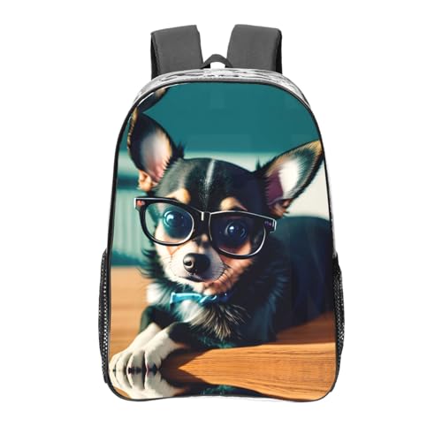 Grand sac à dos transparent Chihuahua en PVC pour homme et femme