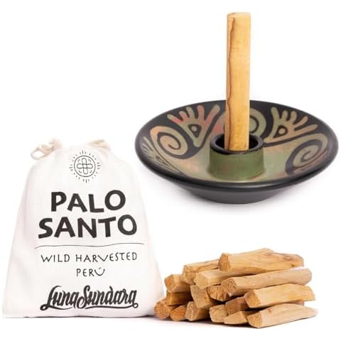 Luna Sundara's Palo Santo and Authentic Chulcanas Palo Santo Holder Perfect Combination for Smudging with Real Peruvian Artisan Ceramics Cover