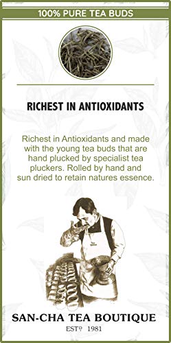 Image of Sancha Tea Boutique Tulsi White Tea (25X3 Cups), Pure Tea Buds blended with Holy Basil Leaves, Worlds Healthiest Tea, Silver Needles White Tea