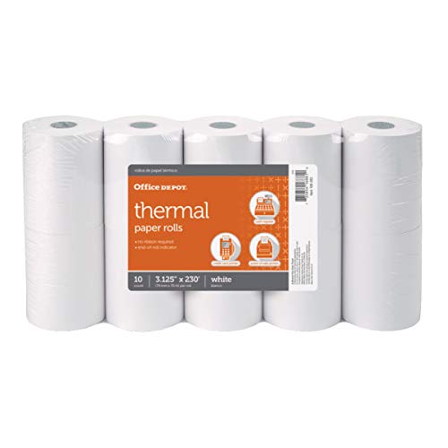 Office Depot Thermal Paper Rolls, 3 1/8in. x 230ft, White, Pack of 10, 109282