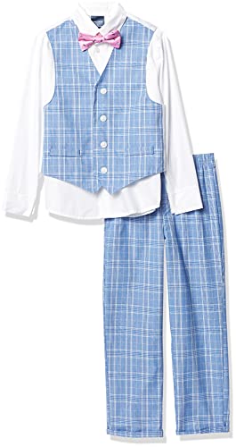 Image of Nautica Boys' 4-piece Formal Suit Set with Vest, Pants, Collared Dress Shirt, and Tie