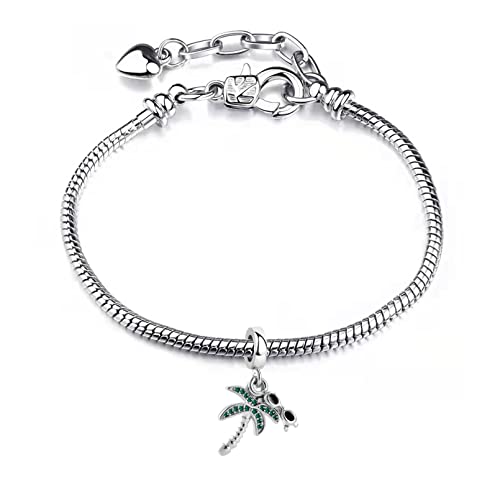 Tgls Sparkling Green Coconut Palm Tree With Sunglasses Holiday Charm Bead Compatible With Pandora Charms Bracelets #TOP2