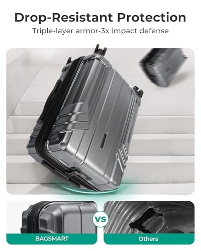 Image of BAGSMART Expandable Carry On Luggage 22x14x9 Airline Approved, Gray | Spinner Wheels, TSA Lock, Lightweight Hard Shell, Suitcase,22x14x9 Airline Approved