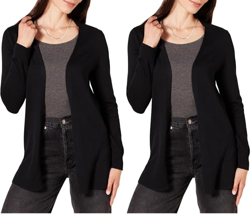 Image of Amazon Essentials Women's Lightweight Open-Front Cardigan Sweater (Available in Plus Size), Black, 5X (Pack of 2)