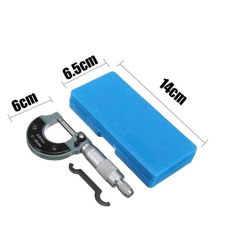 Image of SKADIOO Micrometer 0-25mm, 0.01mm Precision Measurement Tool - Outside Micrometer with Ratchet Stop, Carbide Anvil, High Accuracy Machinist Tool for Metalworking & Engineering