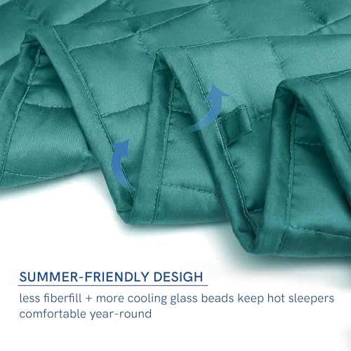 Image of YnM Exclusive Cooling Weighted Blanket, Bed Blanket for One Person of 160lbs, Ideal for Queen /King Bed (60x80 Inches, 17 Pounds, Sea Grass)