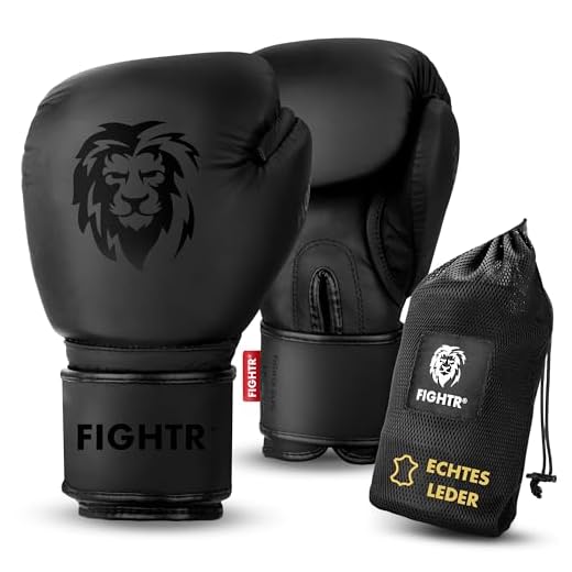 FIGHTR® Profi Boxhandschuhe aus echtem Leder | Männer und Frauen | für Boxen, MMA, Muay Thai, Kickboxen & Kampfsport 10 12 14 16 oz | inkl. Tragetasche (All Black, 16 oz)