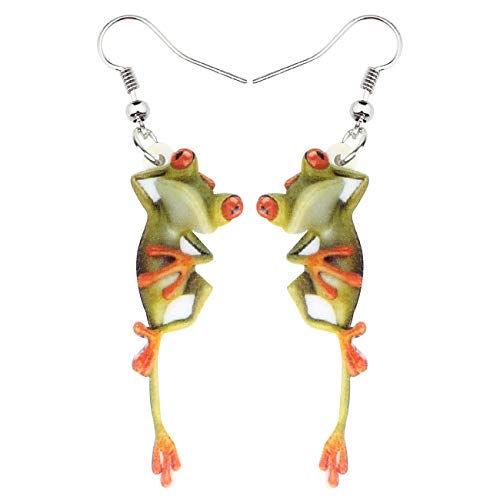 LONYOO Acrílico Funny Rana Pendientes Colgante Charms Anime Pendientes de Verano para Mujer Niña Joyería de Regalos (Verde 1412)